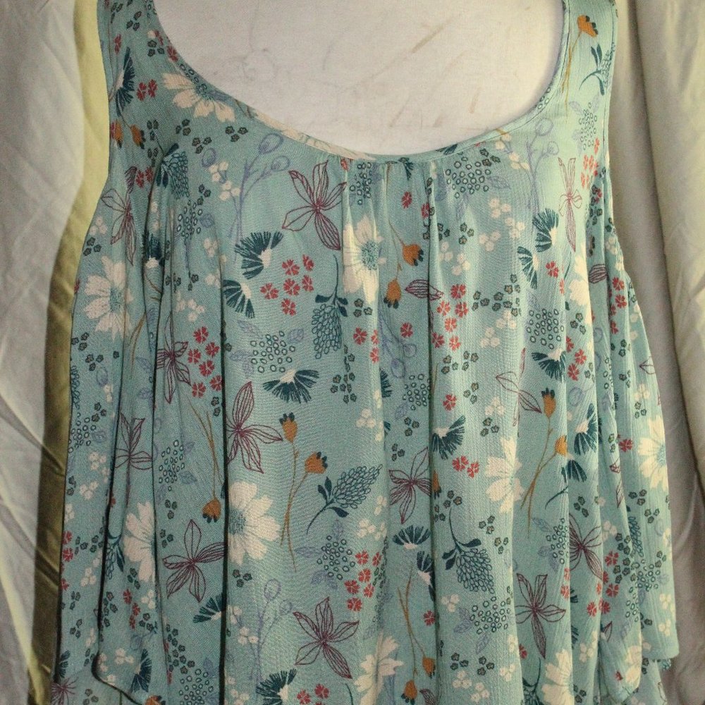 BOHO Blouse Sage Green Floral Print szXL